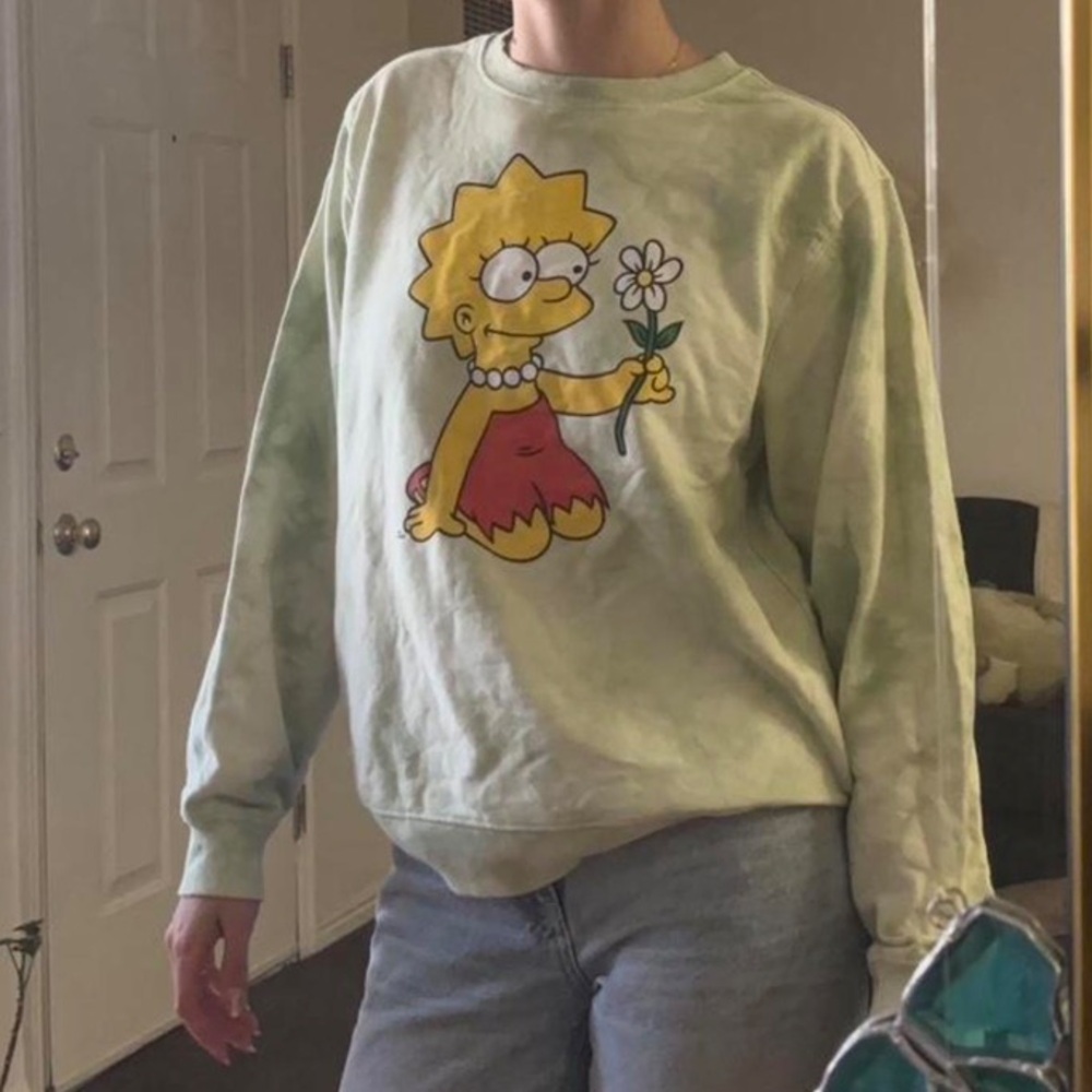 SIMPSONS Women tie-dye crew Neck Graphic sweatshirt | XL